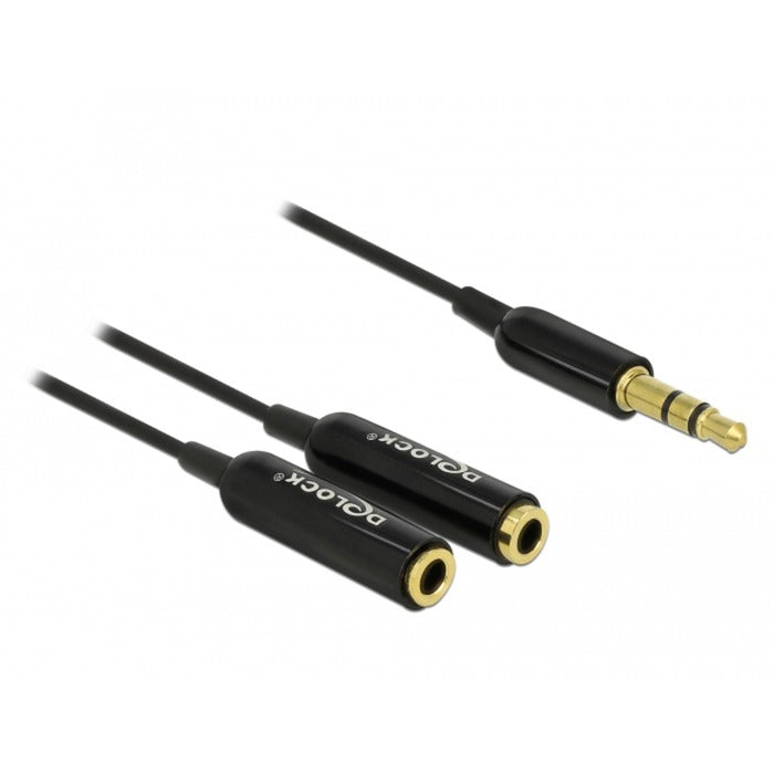 Delock Kabel rozgałęźnik audio stereo jack męski 3,5 mm > 2x stereo jack żeński kabel rozgałęźny (czarny)