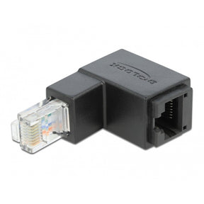 Delock adapter wtyk rj-45 kat.6 > gniazdo, 90° (czarny)