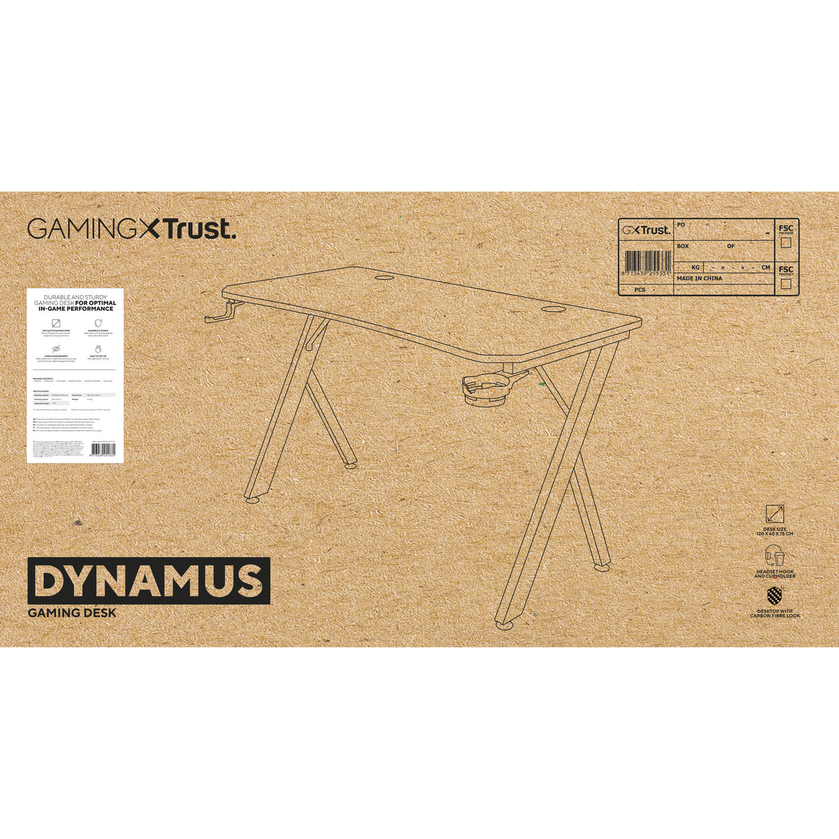Biurko do gier Trust Gxt 712 Dynamus (czarne)