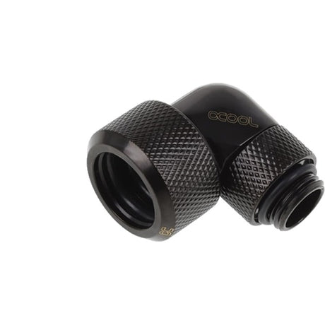 Alphacool eiszapfen 16 mm złączka zaciskowa z twardą rurką, obrotowe o 90° złącze G1 4 (czarne, radełkowane, głęboka czerń)