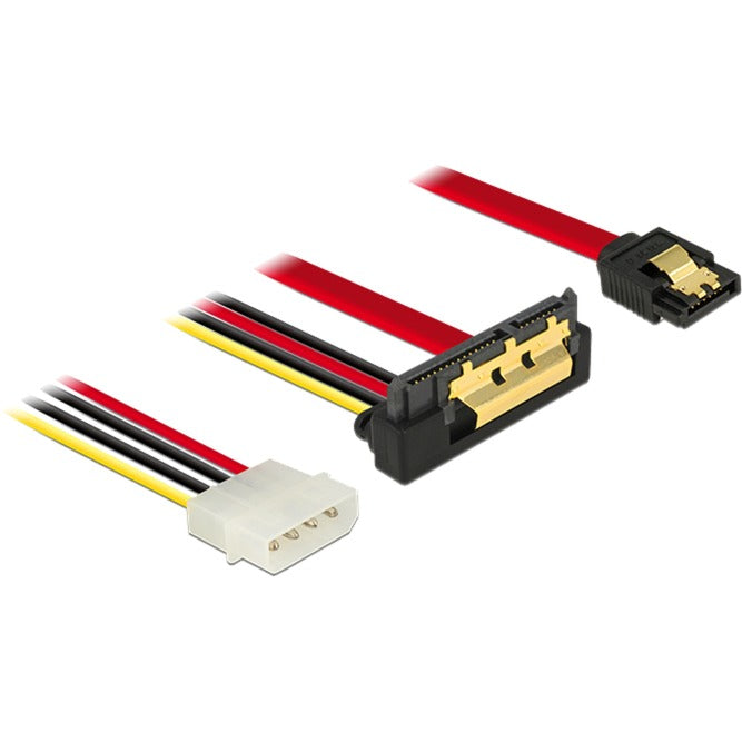 Delock 7-pinowa wtyczka sata + 4-pinowa wtyczka zasilania Molex > 22-pinowy adapter kątowy sata (czarny czerwony)