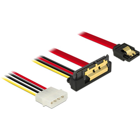Delock 7-pinowa wtyczka sata + 4-pinowa wtyczka zasilania Molex > 22-pinowy adapter kątowy sata (czarny czerwony)