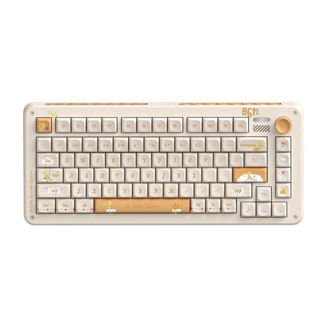 Bezprzewodowa klawiatura mechaniczna Iqunix ZX75 Sunset Ponder (jasnożółta, układ US (Qwerty), gateron czerwona, 75%, diody RGB, możliwość wymiany podczas pracy, podwójne pbt, 2,4 GHz | bluetooth 5.1 | USB-C)