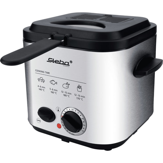 Steba df95f - mini frytkownica do fondue (stal nierdzewna czarna, 1,25 litra)