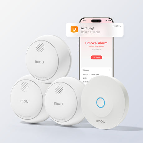 Imou inteligentny czujnik dymu - pakiet zsm1 (biały, 3 sztuki + inteligentna bramka zg2s, zigbee)
