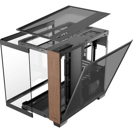 Antec c8 curve drewniana obudowa midi tower (kolor czarnego drewna | 2x USB-A | 1x USB-C | szkło hartowane)