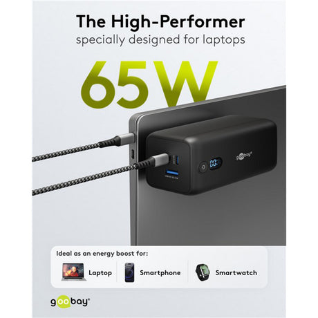 Power bank do laptopa Goobay (czarny, 20 000 mAh, zasilanie)
