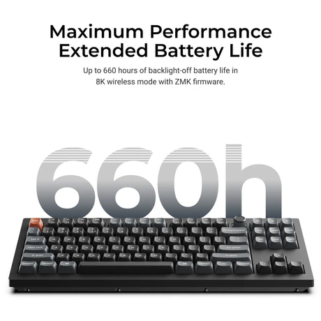 Bezprzewodowa, niestandardowa klawiatura mechaniczna Keychron v3 ultra 8k (czarna, układ amerykański (qwerty), jedwabny pom banan, 80% (tkl), rgb, hot swap, 2,4 GHz | bluetooth 5.3 | usb-c)