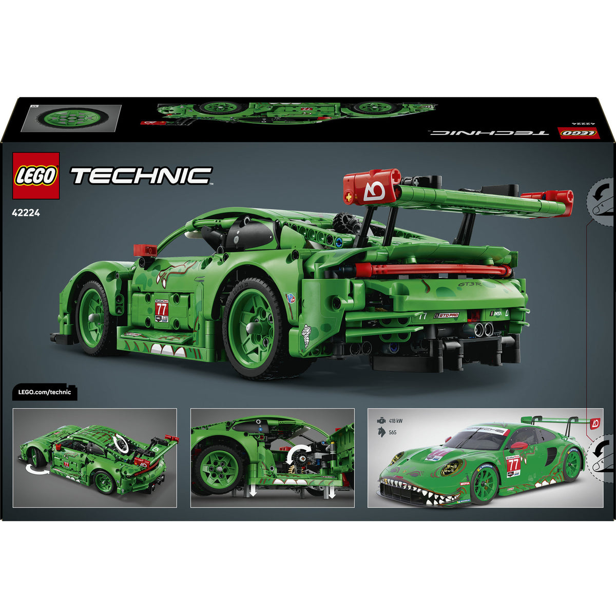 Lego technic 42224 porsche 911 gt3 r rexy ao samochód wyścigowy
