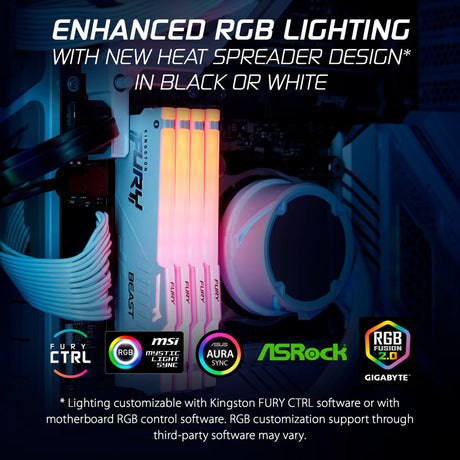 Kingston Fury 16 GB RAM DDR5-5600 (biały, KF556C40BWA-16, Beast RGB, XMP)