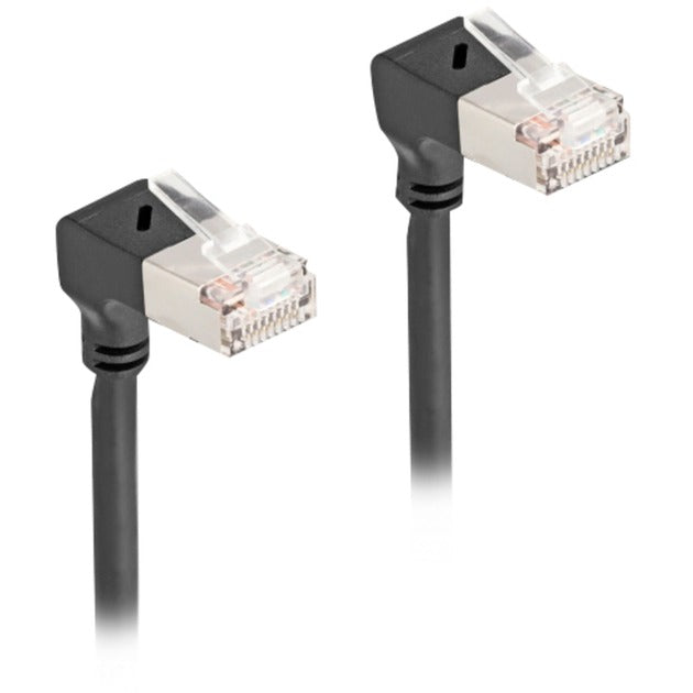 Delock Kabel sieciowy rj45 kat.6a s ftp slim 90° w dół, pod kątem w dół, kabel 1 m (czarny)
