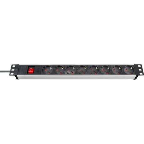 Brennerstuhl premium-line technic alu 19 8x gniazdo (aluminium czarne, 1390007018, na 8 wtyczek)