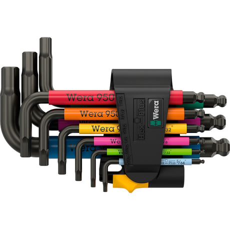 Wera 950 9 wielokolorowy zestaw 3 kluczy trzpieniowych hex-plus, blacklaser (czarny, 9 szt.)