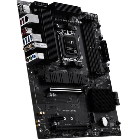 Msi pro b850-s wifi6e socket am5 moederbord (zwart zilver, raid, 2.5gb-lan, wi-fi 6e, bt 5.3, sound, atx)