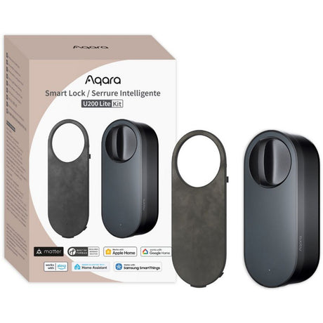Elektroniczny zamek do drzwi Aqara inteligentny zamek u200 lite (czarny, materia przez gwint, bluetooth 5.1, nfc)