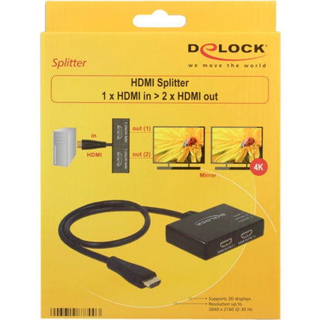 Delock 1x wejście HDMI > 2x wyjście HDMI Rozdzielacz HDMI (czarny, 60 centymetrów, 4k)