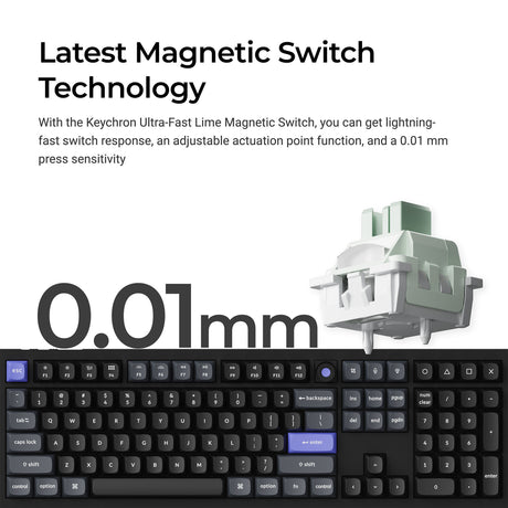 Keychron q6 he 8k klawiatura z przełącznikiem magnetycznym (czarna, układ amerykański (qwerty), ultraszybka limetka, 100%, rgb, hot swap, 8k)