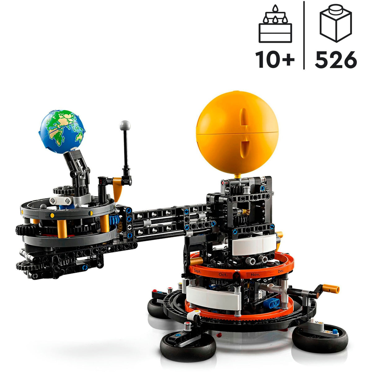 Lego technic - zabawka konstrukcyjna z ziemią i księżycem w ruchu