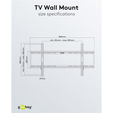 Uchwyt ścienny do telewizora Goobay, stały, 43–100 cali (109–254 cm), maks. Montaż ścienny 70 kg (czarny)