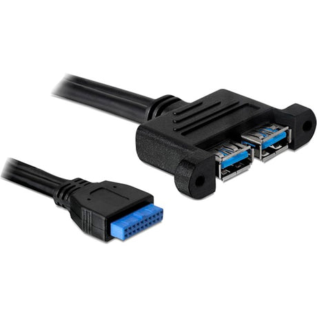 Delock Złącze pinowe USB 3.0, żeńskie > 2x żeński kabel równoległy USB-A 3.0 (czarny, 0,45 m)