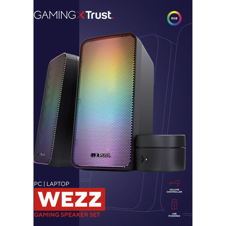 Trust GXT 611 Wezz Illuminated 2.0 Zestaw głośników RGB Głośnik do komputera (czarny, diody LED RGB)