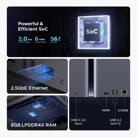 Ugreen nasync dh4300 plus (grijs, 1x 2,5gbe, hdmi, usb-c)