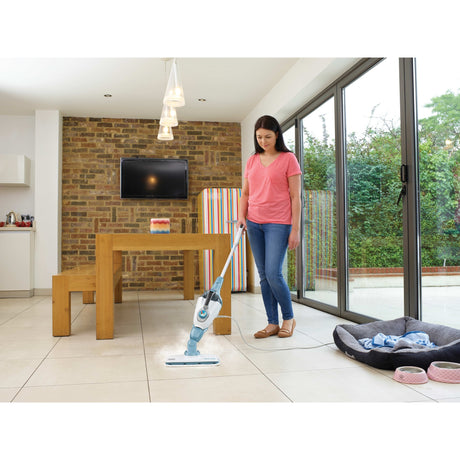 Mop parowy Black+decker fsmh1321 1600 W z 6 akcesoriami Odkurzacz parowy (biały niebiesko-szary)