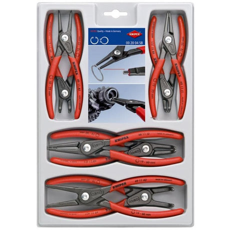 Zestaw precyzyjnych szczypiec do pierścieni zabezpieczających Knipex 00 20 04 sb odpowiedni do pierścieni wewnętrznych i zewnętrznych pierścieni zabezpieczających 12-25 mm, 19-60 mm 10-25