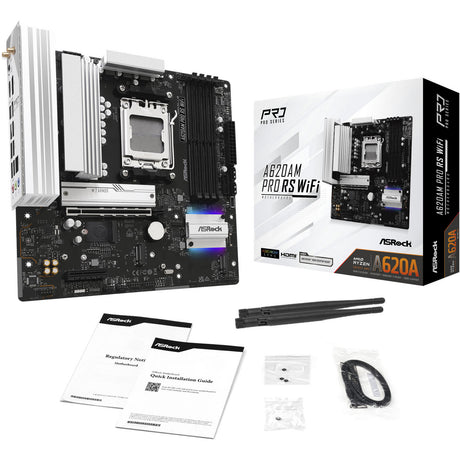 Płyta główna Asrock A620AM Pro RS WiFi z gniazdem AM5 (RAID, 2,5 GB-LAN, WLAN, BT, dźwięk, µATX)