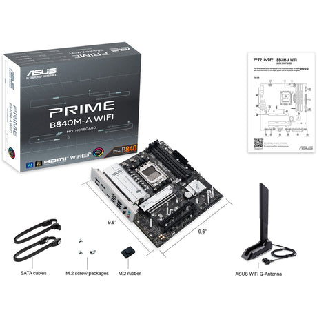 Płyta główna Asus Prime B840m-A Wi-Fi Socket AM5 (2,5 GB-LAN, Wi-Fi 6e, BT, dźwięk, µATX)