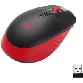 Pełnowymiarowa mysz bezprzewodowa Logitech m190 (czerwona, 1000 dpi)