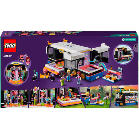 Lego friends — zabawka konstrukcyjna autobusu wycieczkowego z gwiazdami popu (42619)