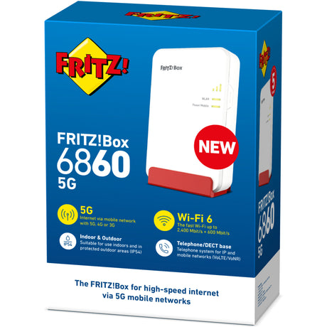 Fritz! box 6860 5g edycja międzynarodowy router bezprzewodowy (czerwony, siatka, 5g)