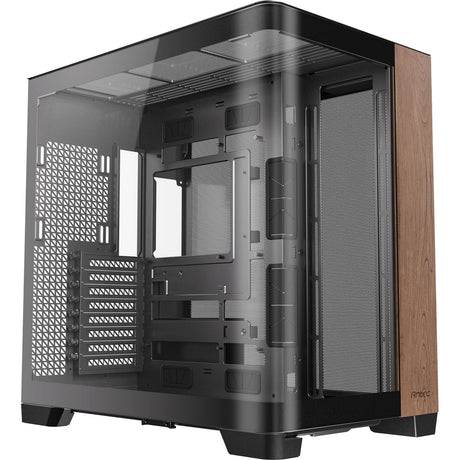 Antec c8 curve drewniana obudowa midi tower (kolor czarnego drewna | 2x USB-A | 1x USB-C | szkło hartowane)