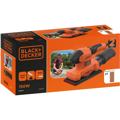 Black+decker 150w 1 3-arkuszowa szlifierka oscylacyjna bew220-qs (pomarańczowo-czarna)