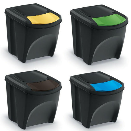 Keden sortibox vuilnisbak 25l ingesteld 4 - zwart recycling breed