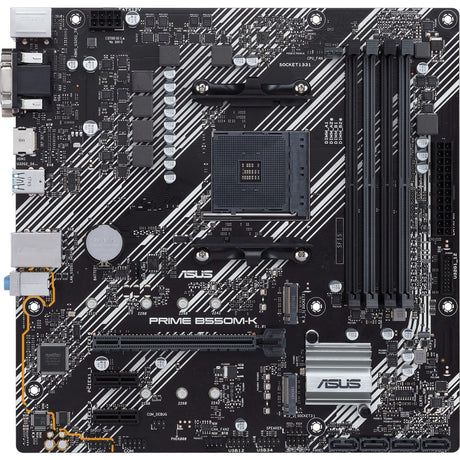 Płyta główna Asus Prime B550M-K z gniazdem AM4 (czarno-biała, RAID, GB-LAN, dźwięk, µATX)