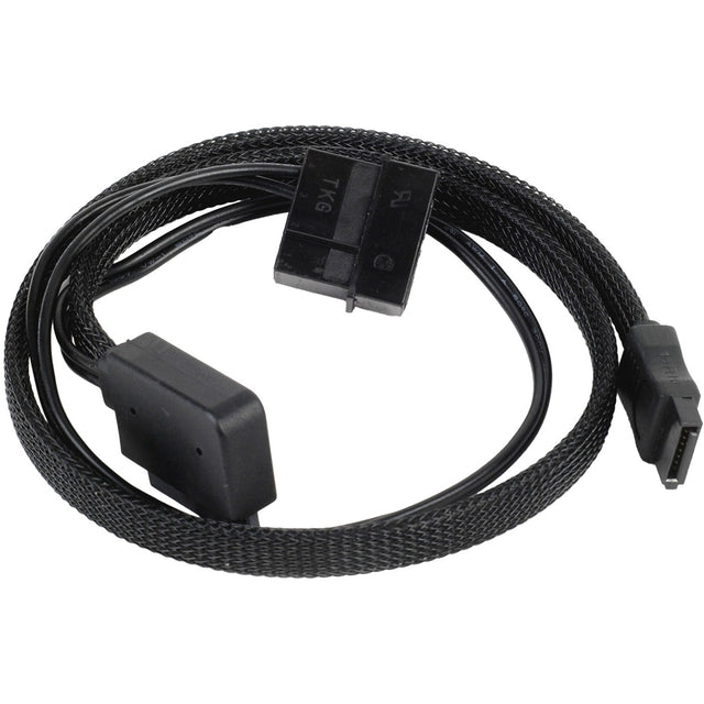 Kabel do transmisji danych Silverstone slim sata 2 w 1 + zasilacz (czarny, cp10)