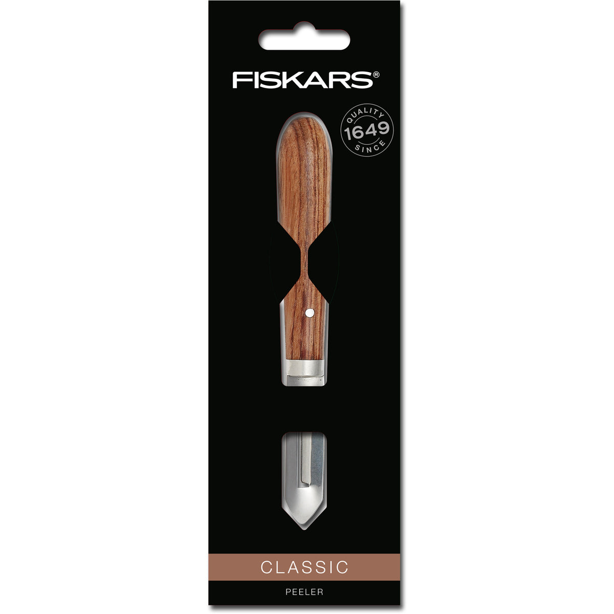 Fiskars klasyczna obieraczka lewa 5 cm ostrze (kolor drewna, obieraczka | drewno sucupira z certyfikatem FSC | stal nierdzewna)