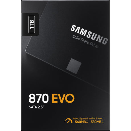 Samsung mz-77e1t0b 870 evo ssd, 1 tb, 2.5, sata3, 6 gb/s, 3d v-nand, 560 550 mb s, 512 mb ddr4