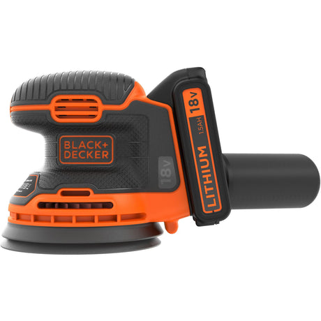 Szlifierka mimośrodowa akumulatorowa Black+decker bdcros18 18 V (czarno-pomarańczowa, torba do przechowywania, ładowarka i akumulator w zestawie)