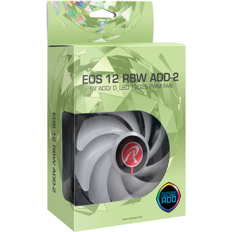 Wentylatory Raijintek eos 12 rbw add-2 rgb (czarne, 2 sztuki, 120 x 120 x 25 mm, pwm)