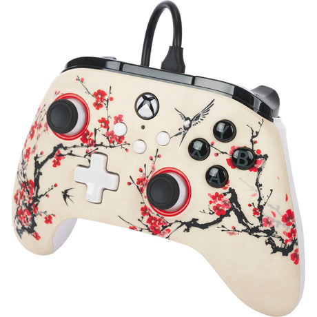 Kontroler Powera Advantage z kablem do konsoli Xbox x|s - nirwana wojownika (magnolia white, xbox series x|s, xbox one, PC)