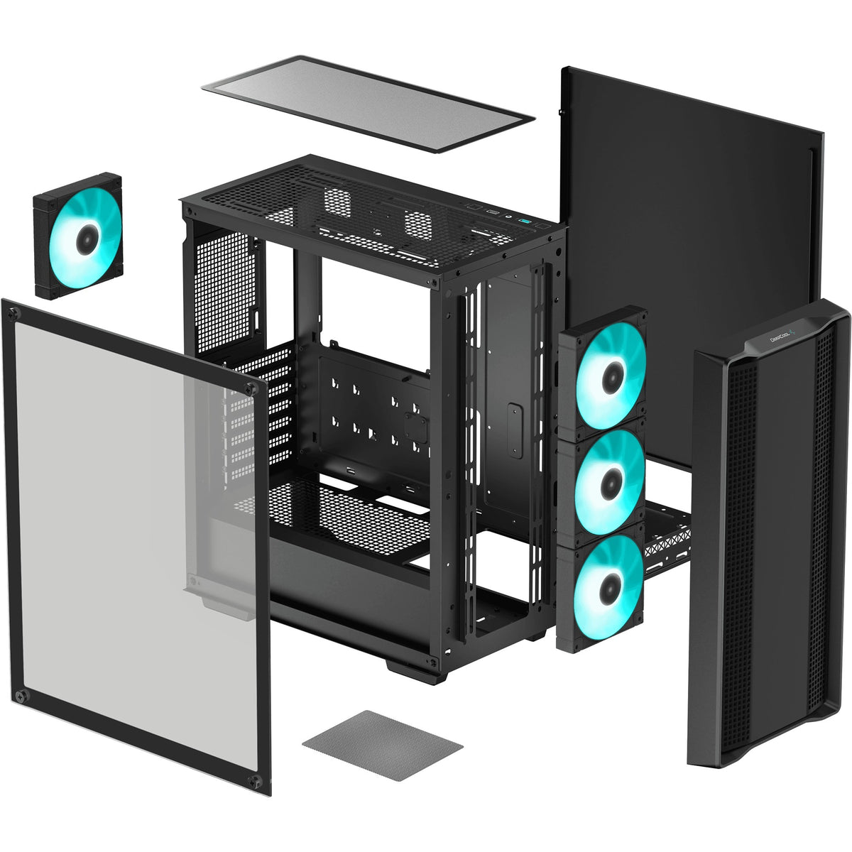 Obudowa midi tower Deepcool cc560 v2 (czarna | 2x USB-A | szkło hartowane)
