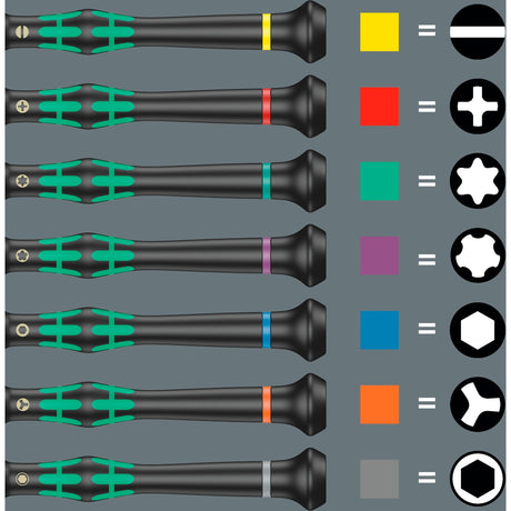 Zestaw wkrętaków Torx Bo Wera 2067 6 do elektroniki + stojak (czarno-zielony, 6 szt.)