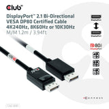 Kabel z certyfikatem Club 3D DisplayPort 2.1 Vesa DP80 męsko-męski (czarny, 1,2 m, 4K 240 Hz, 8K 60 Hz, 80 Gb/s)