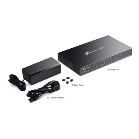 Tp-link omada es210gmp 10-portowy gigabitowy, łatwy w zarządzaniu przełącznik (czarny, 8x poe+, 1x gigabit sfp)