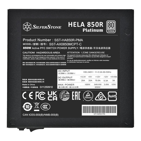 Zasilacz modułowy Silverstone hela 850r platinum o mocy 850 W (czarny, 4x pcie)