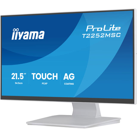 Iiyama prolite t2252msc-w2ag 21,5 monitor dotykowy (biały (matowy), 100 Hz, HDMI, Display Port, USB 3.2 gen 1, audio, ekran dotykowy)