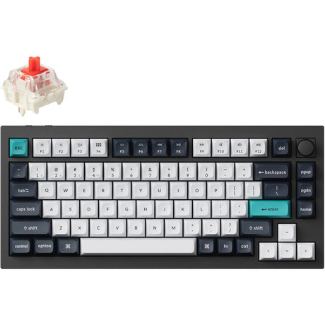 Klawiatura mechaniczna Keychron Q1 Max-M1 RGB (czarna, układ US (QWERTY), Gateron Jupiter Red, 75%, diody LED RGB, KSA double-shot PBT, hot swap, pokrętło, 2,4 GHz | Bluetooth 5.1 | USB-C)